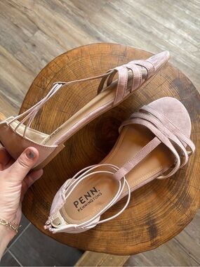 Penningtons Blush Pink Strappy Suede Sandals (Extra Wide Fit)